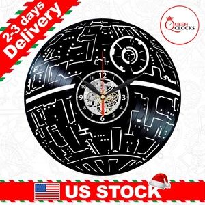 Death Star Wars Vinyl Clock Darth Vader Decor Gift